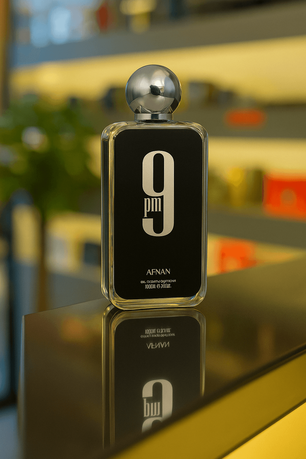 A bottle of Afnan 9PM perfume for men.