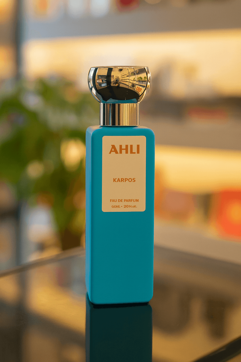 A unisex perfume bottle with a warm, spicy aesthetic.
