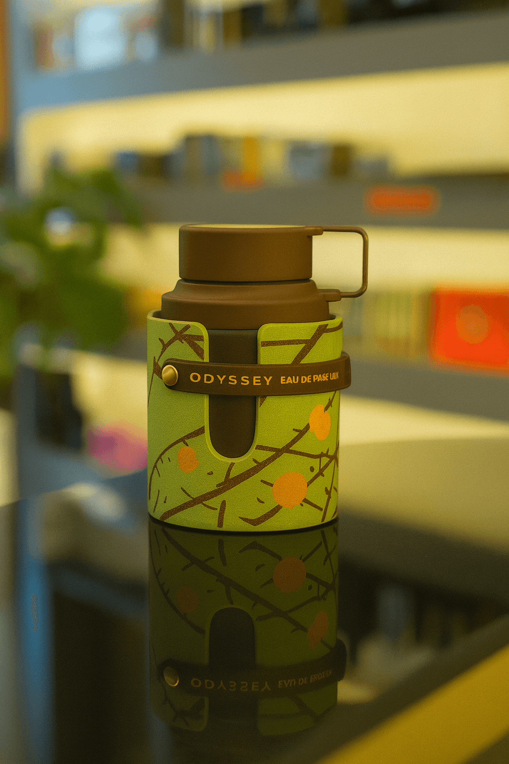 A bottle of Armaf Odyssey Dubai Chocolate perfume for men.