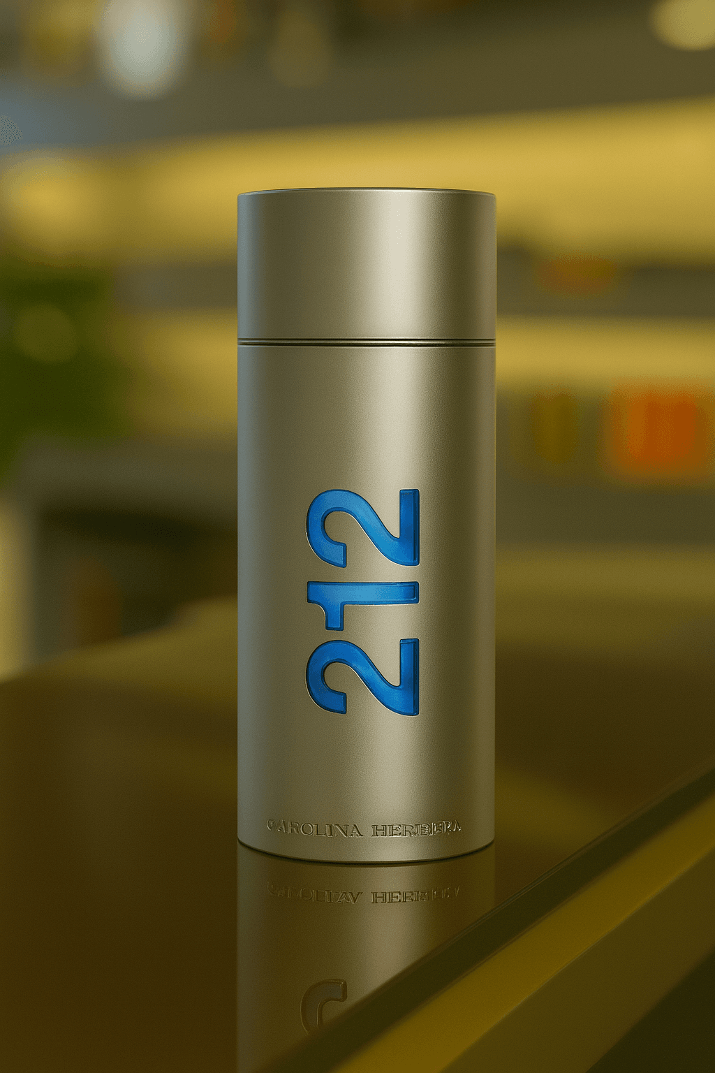 A bottle of Carolina Herrera 212 Men NYC perfume for men.