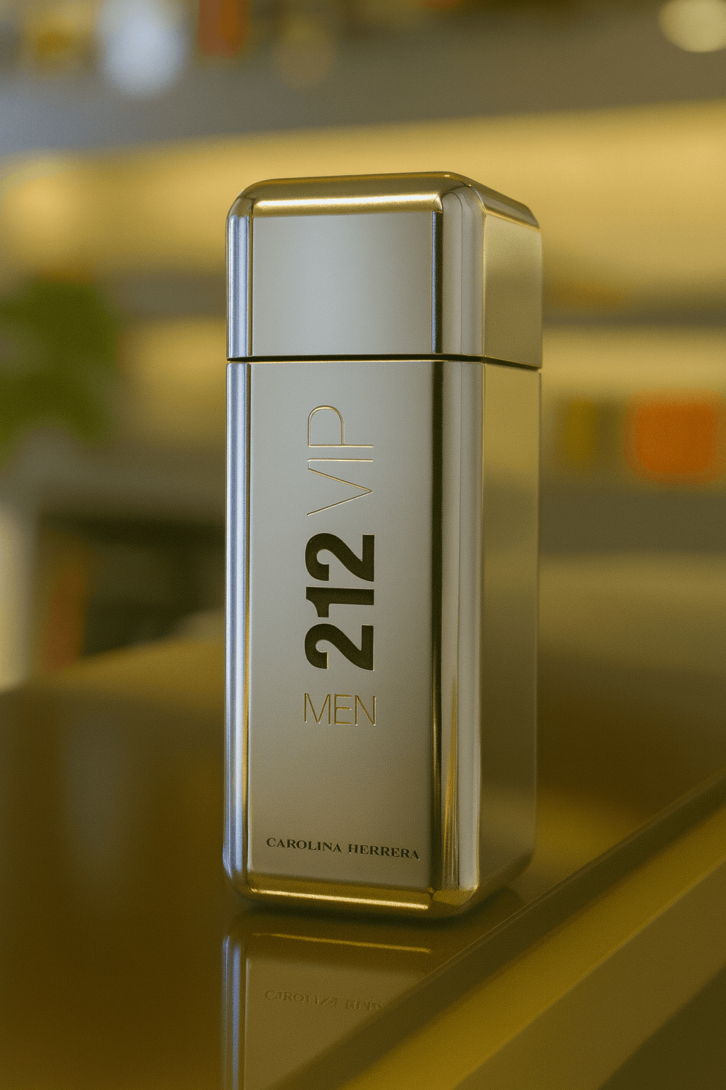 A bottle of Carolina Herrera 212 VIP Men perfume for men.