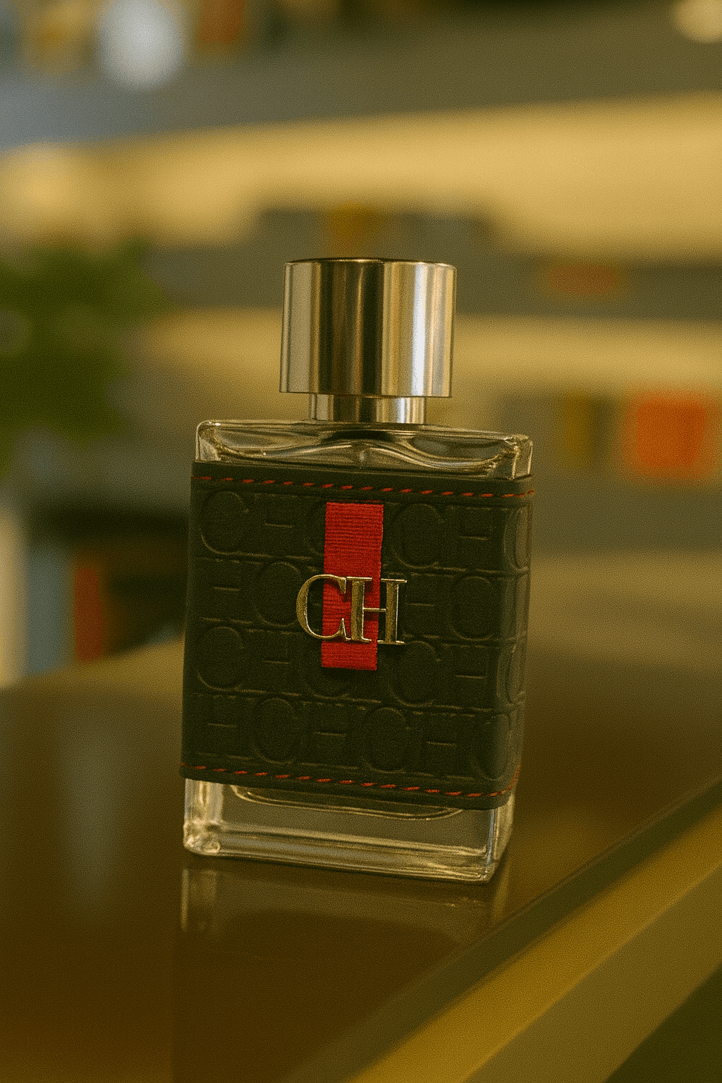 A bottle of Carolina Herrera CH Men perfume for men.