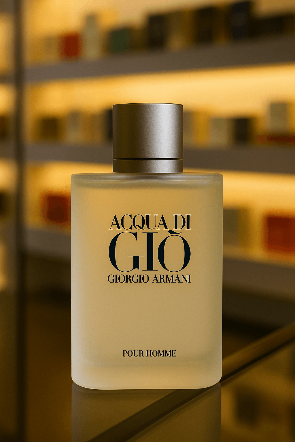 A bottle of Giorgio Armani Acqua di Giò perfume for men.