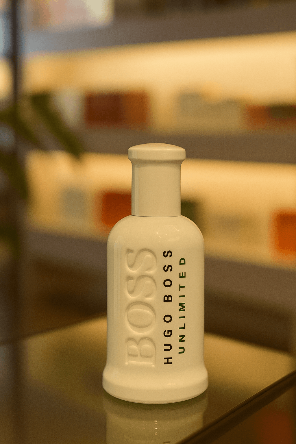 A bottle of Hugo Boss Boss Unlimited perfume for men.