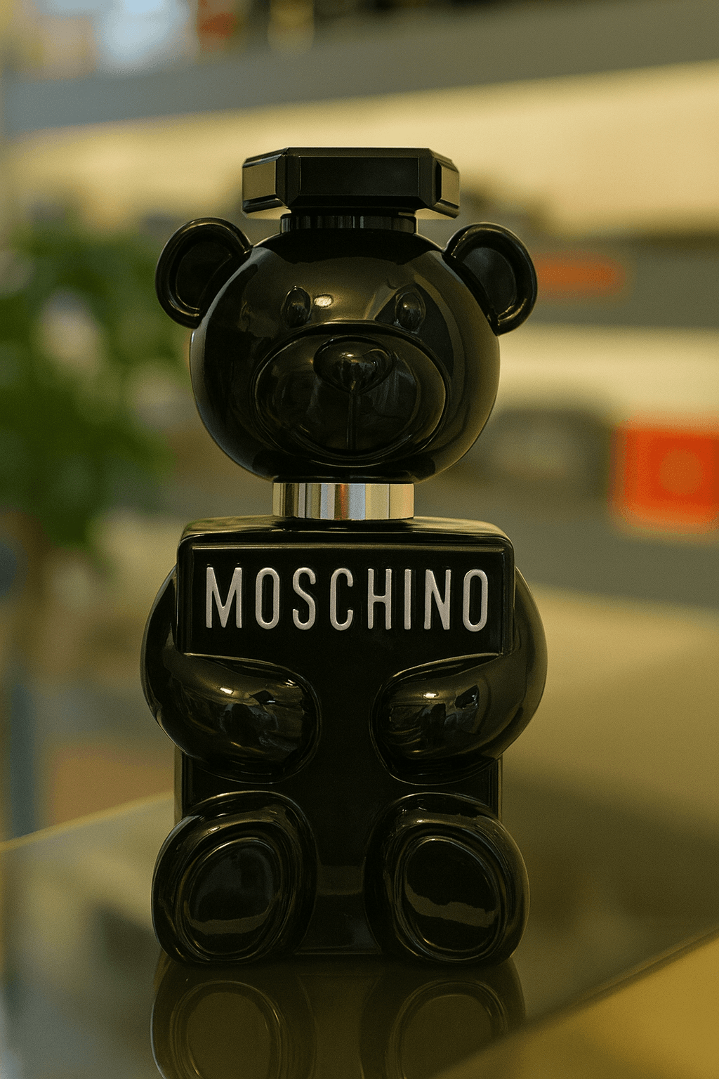 A bottle of Moschino Toy Boy perfume for men.